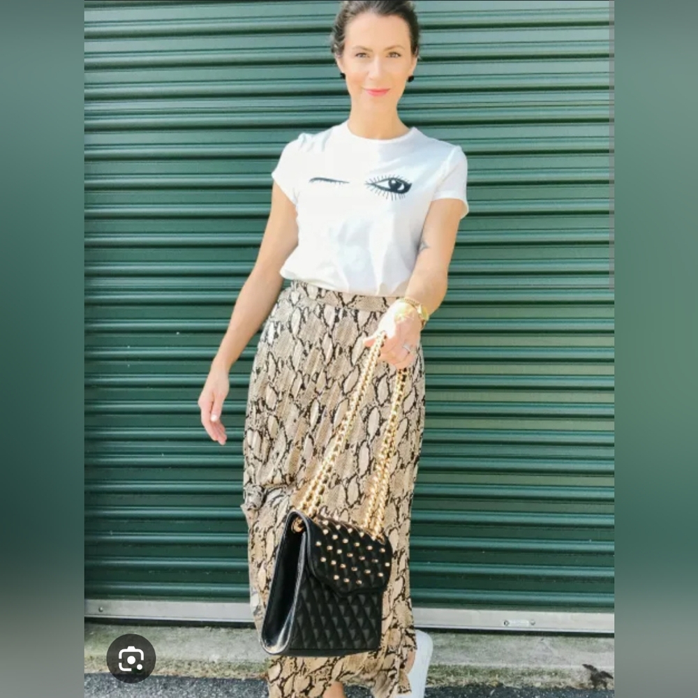 Nine West Water Lily Pond Snake Print Skirt